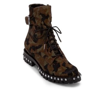 Dolce Vita Prest Lace Up Boot Camo Grunge Combat Moto Studded Streetwear Y2K